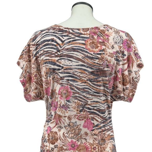 NWT Anthropologie Daily Practice Short Ruched Dress in Brown Motif Size Large - Picture 6 of 11